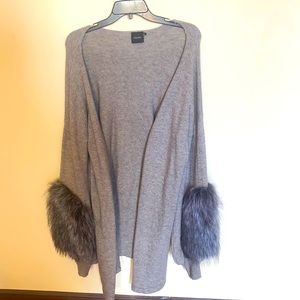 Gray Cardigan with Faux fur sleeves for sale $60